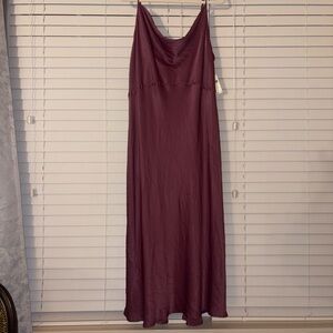 Anthropologie Plum Satin Slip Dress